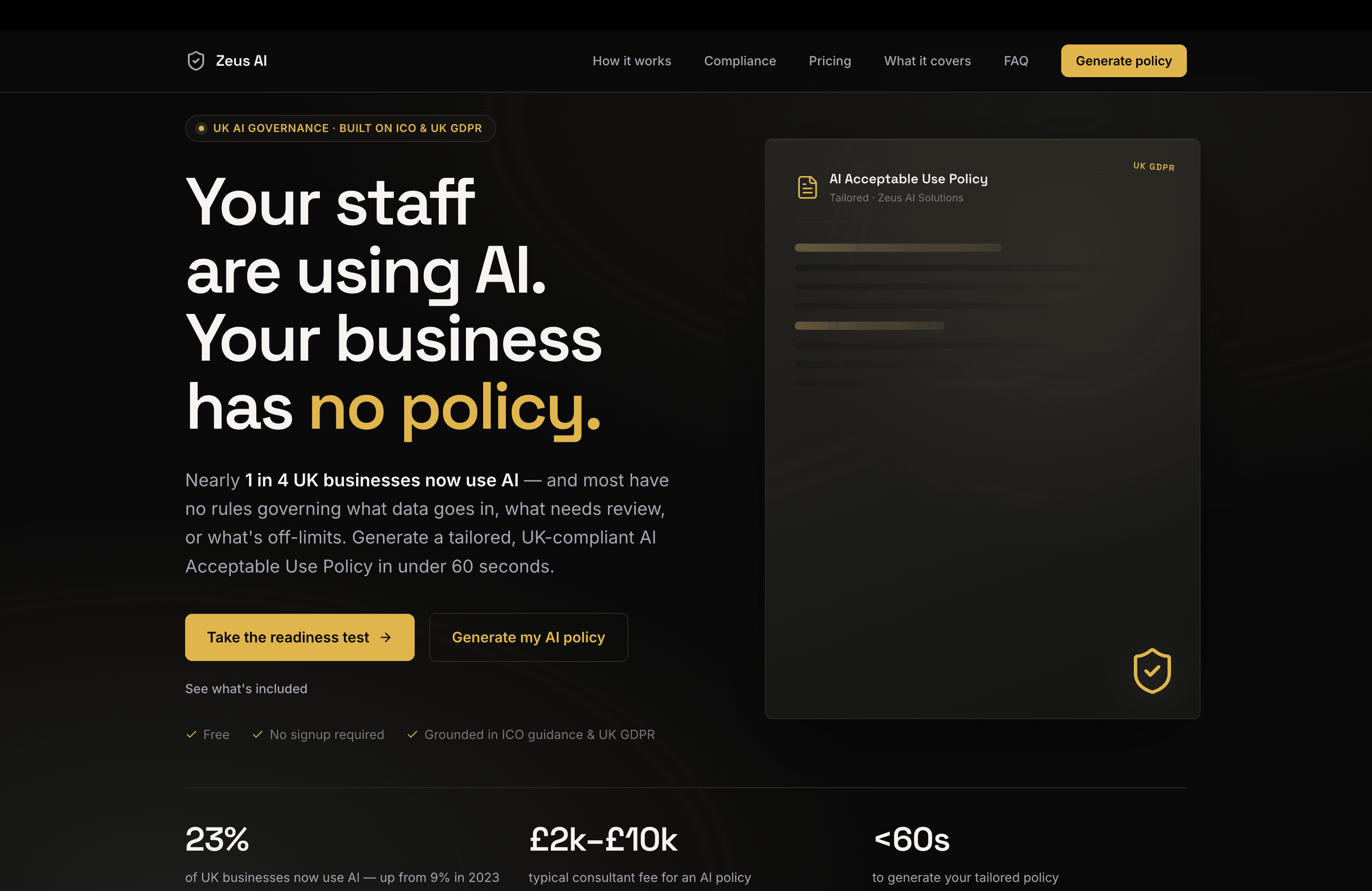 Readiness Test & Policy Creator product preview